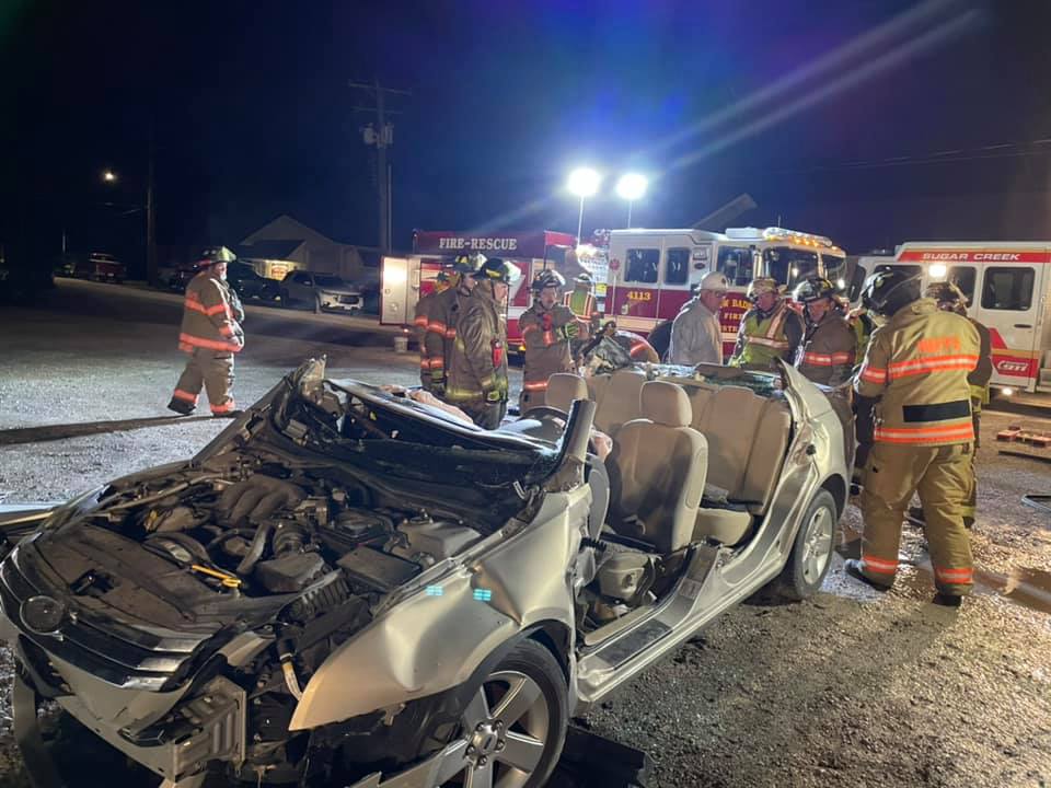 Joint extrication training with mutual-aid crews at night